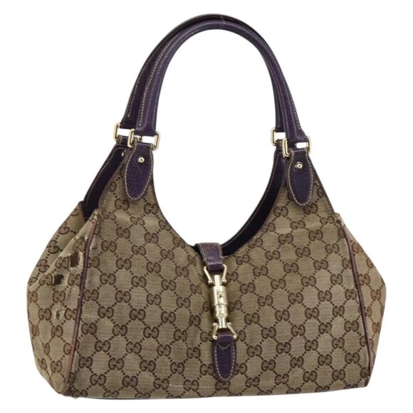 GUCCI GG Canvas Jackie Shoulder Bag Beige Gold 145819 Auth bs29800 - Picture 2 of 16